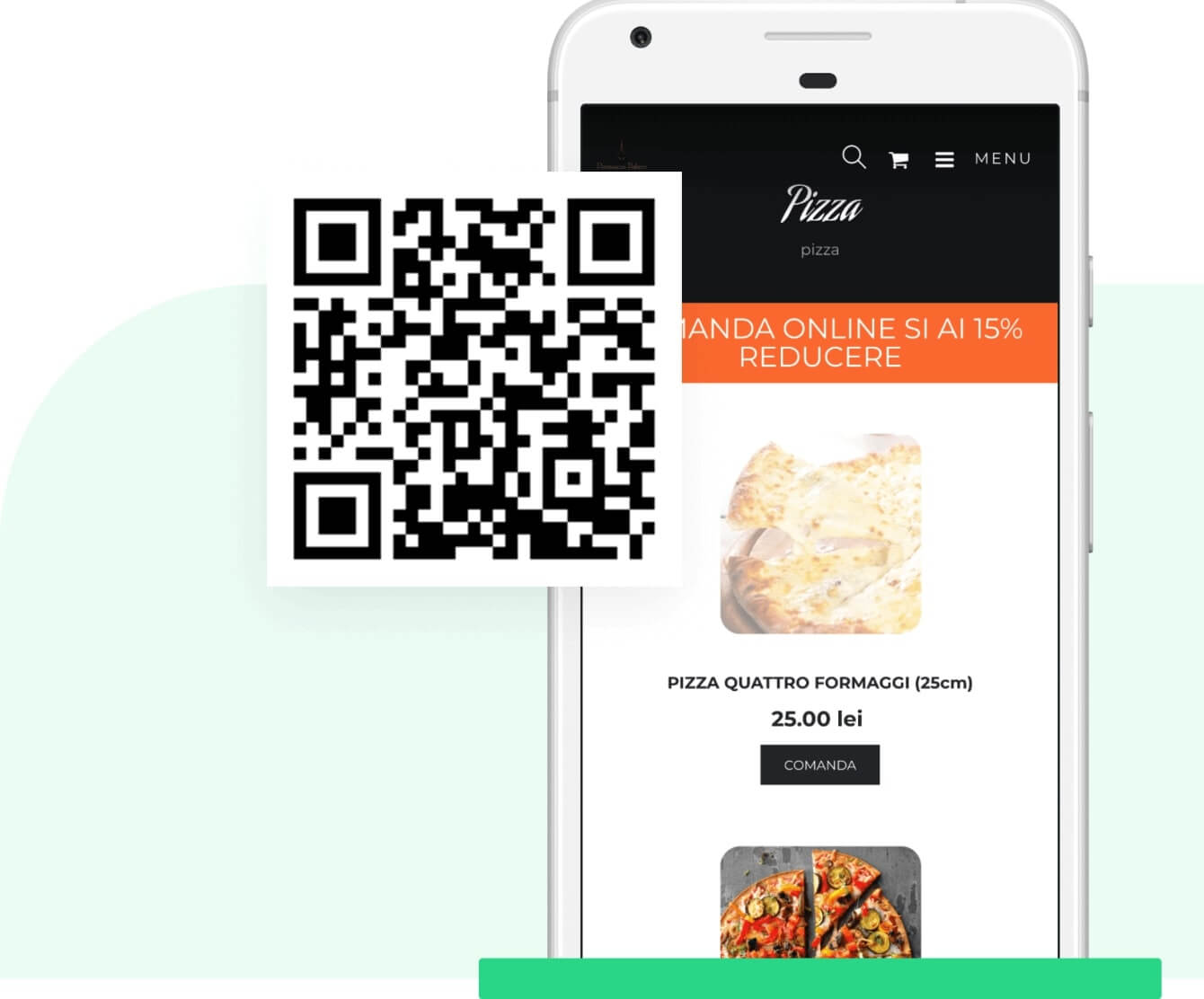 Exemplu website cu meniu digital QR pentru restaurant