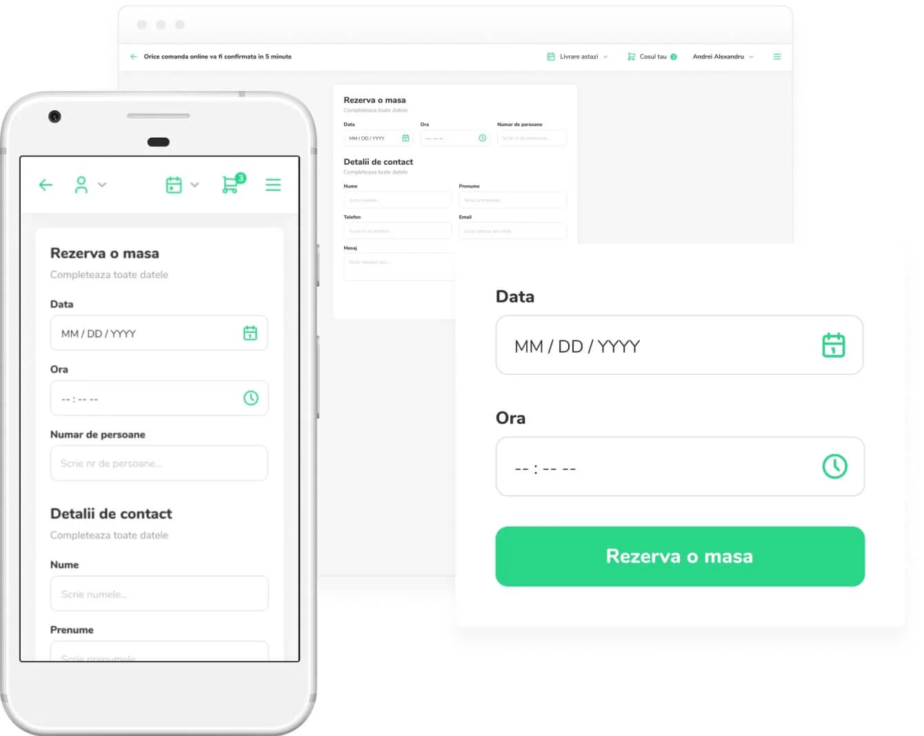 Functionalitate de rezervare masa online restaurant via website sau aplicatie mobila