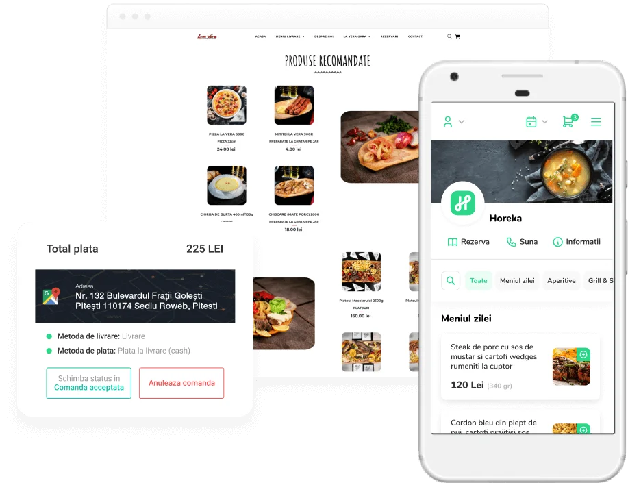 Meniu personalizat website restaurant