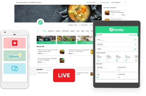 Sistem preluare comenzi restaurant din site, aplicatii mobile, Glovo si Tazz